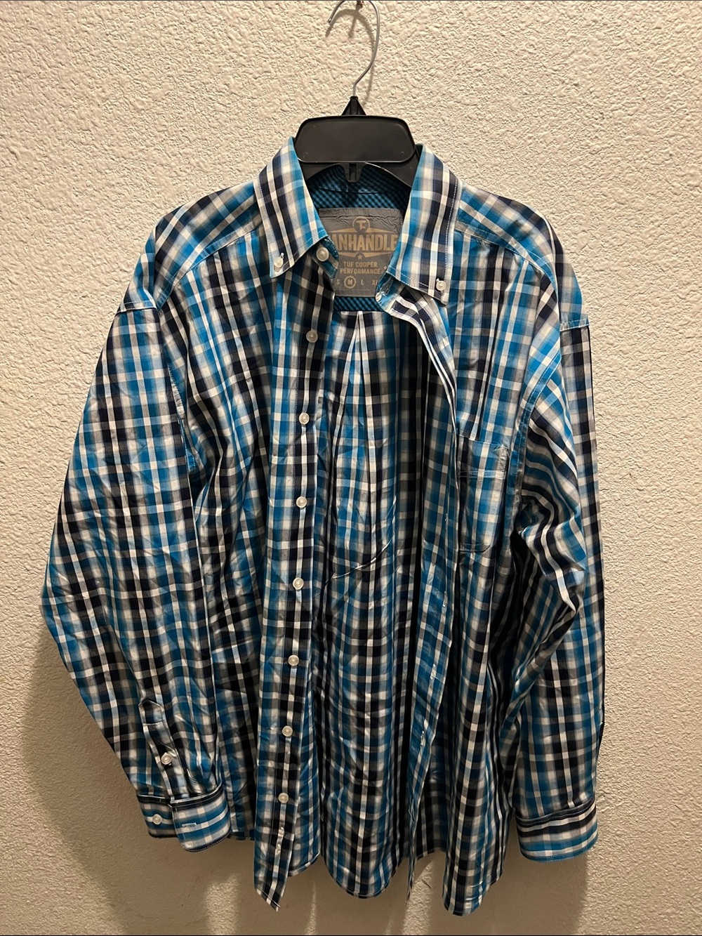 Panhandle Tin Haul Blue Plaid Men's Dress Shirt